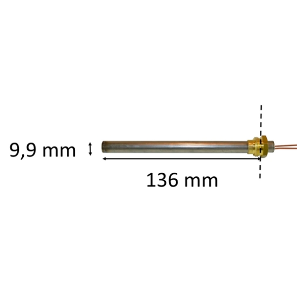 Gloeibougie met draad voor pelletkachel: 9,9 mm x 136 mm 250 Watt 3/8 Gevind