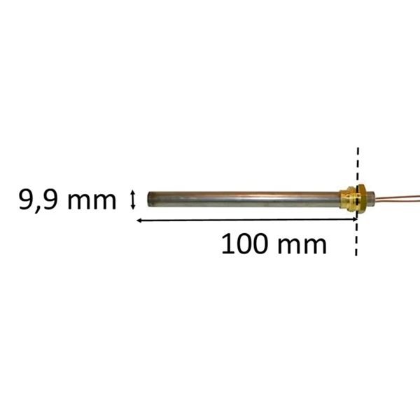 Gloeibougie met draad voor pelletkachel: 9,9 mm x 100 mm 190 Watt 3/8" draad