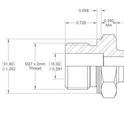 John Deere Screw-in couplingsscrew-in metric x male BSP - VNBM0827X2ISO6149 - Koppeling M/M M27x2 X 1/2 BSP