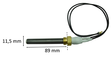 Gloeibougie (keramisch) met draad voor pelletkachel: Ø11, 55 x 89 mm med 3/8" Gevind  300w