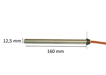 Gloeibougie voor pelletkachels met flens  12,5 mm x 160 mm 350 watt