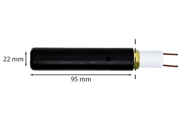 Gloeibougie keramisch rond met holster voor pelletkachels: 22 mm x 95 mm 330 Watt